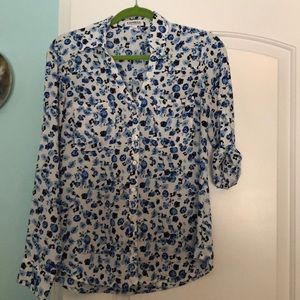 Blue floral Portofino shirt by Express